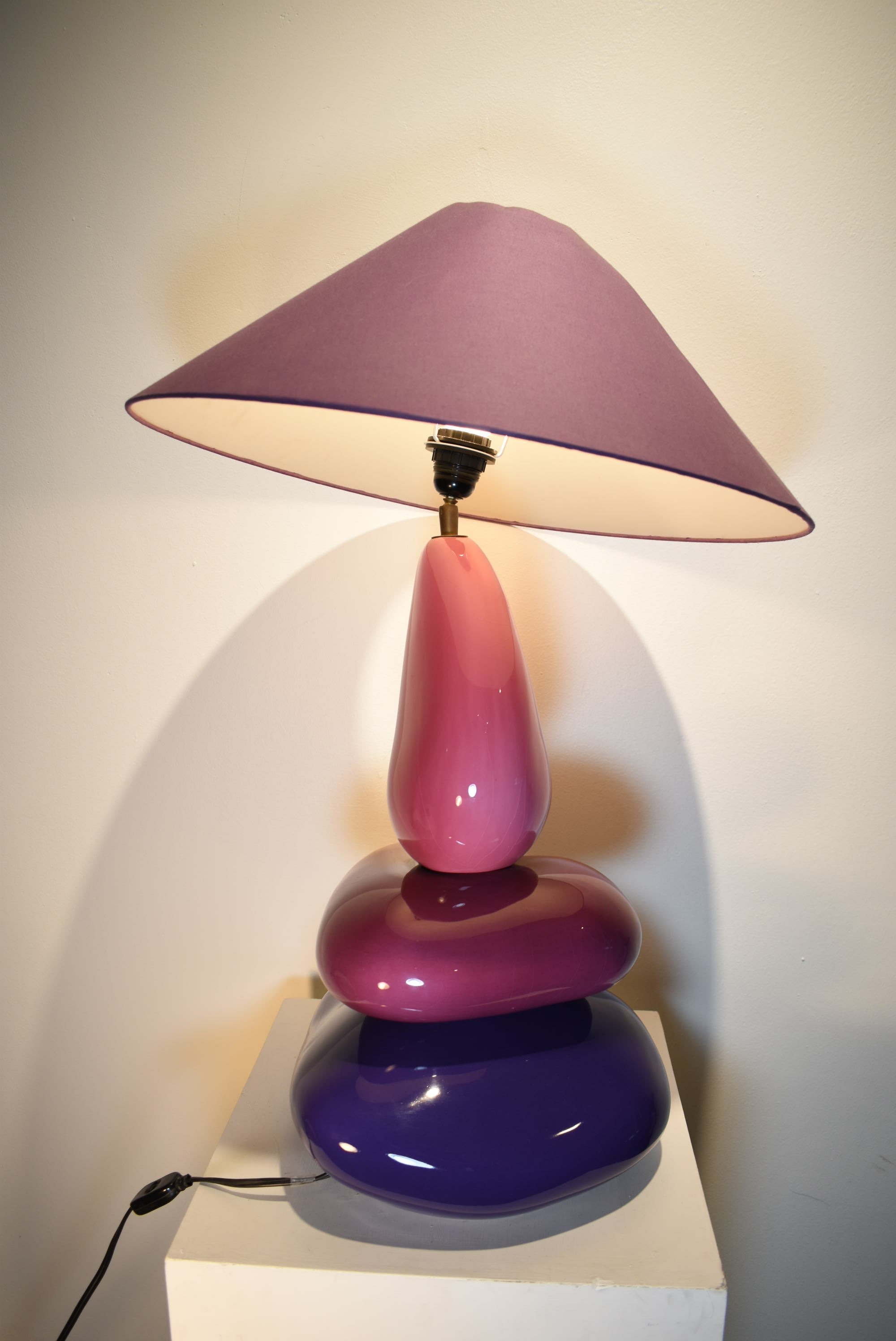 Vintage François Chatain Purple Stacked Stones Table Lamp