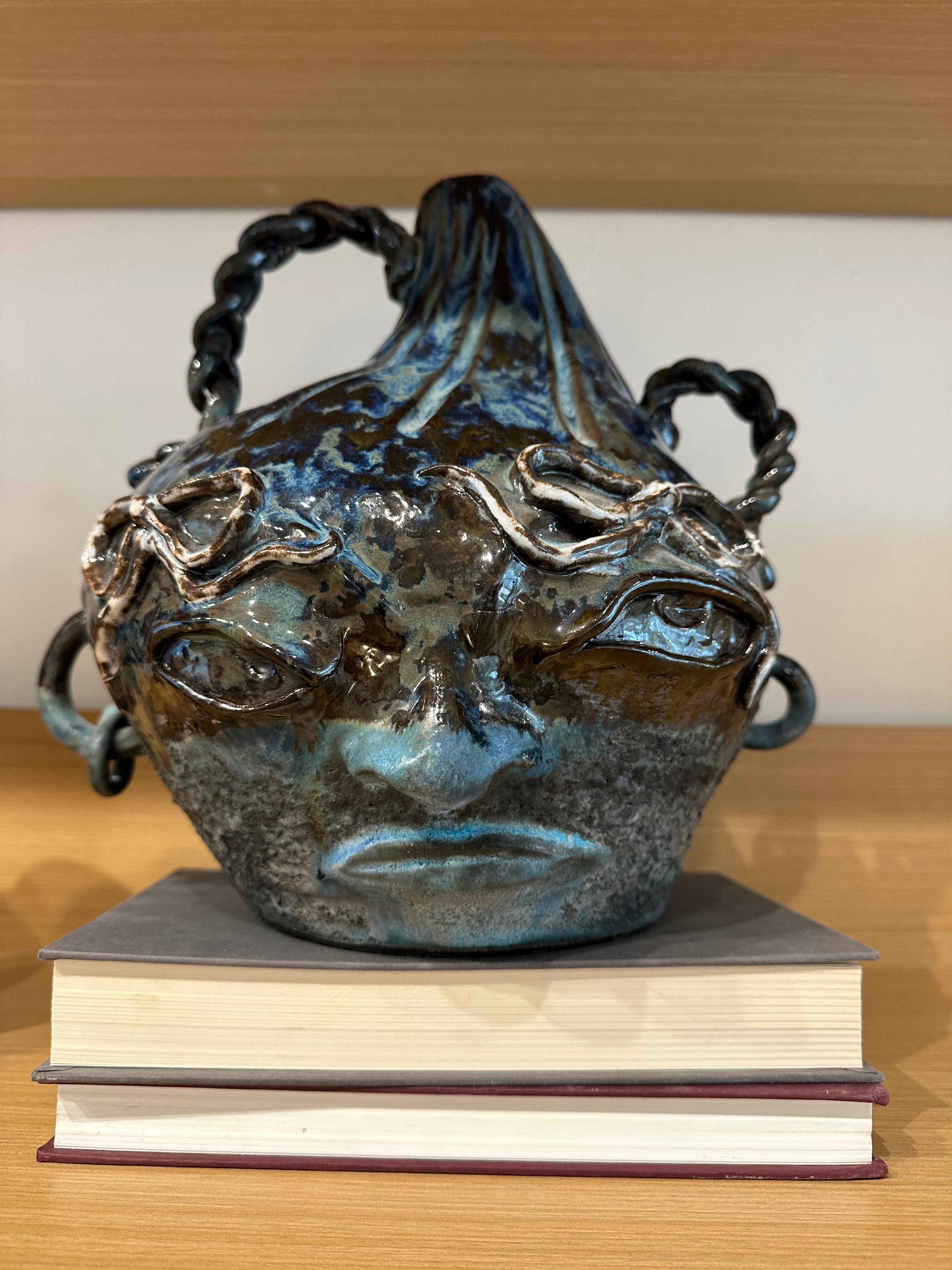 Large face vase - braided handle