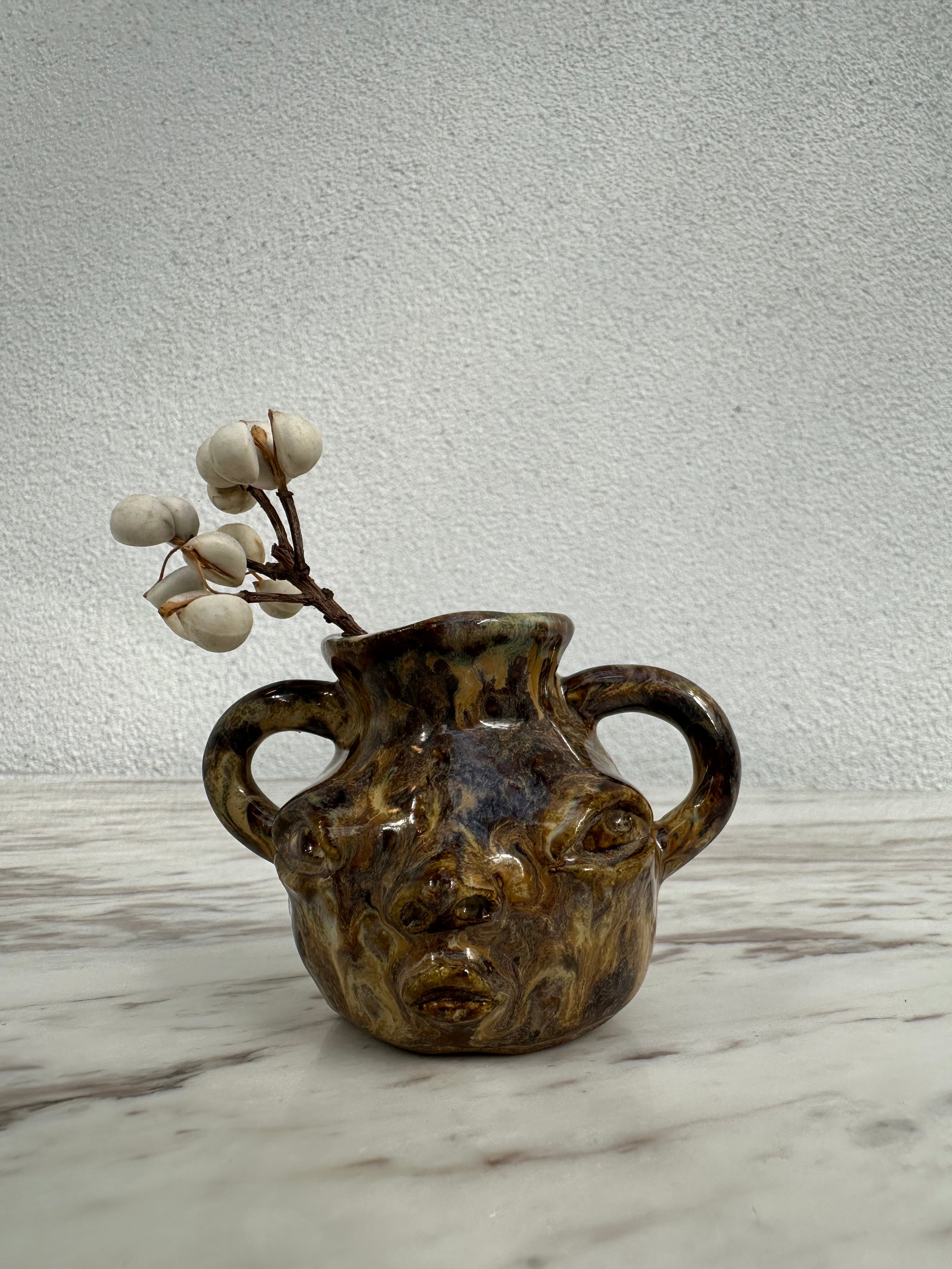 Face vase mini -brown