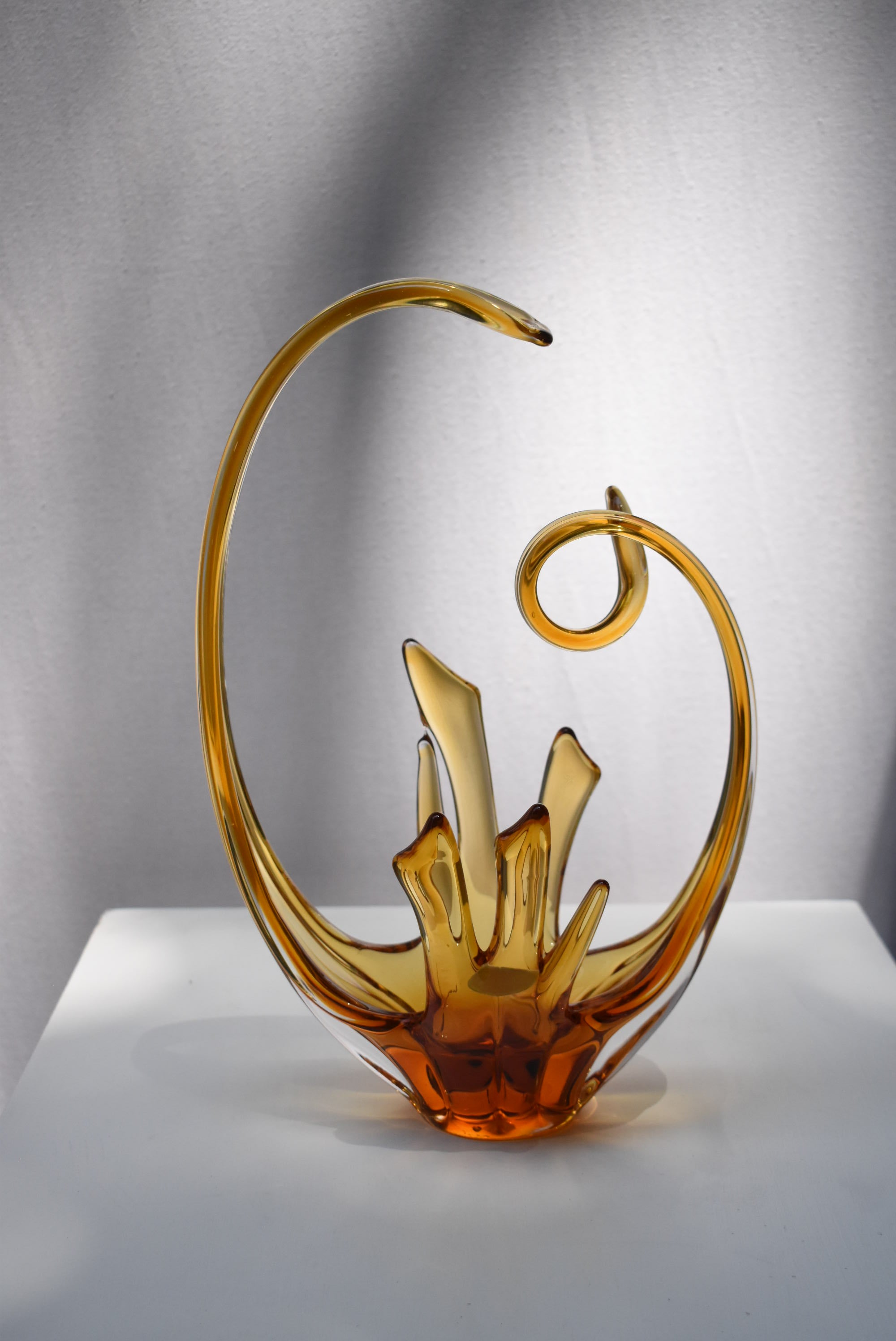 Murano Amber Centerpiece Basket