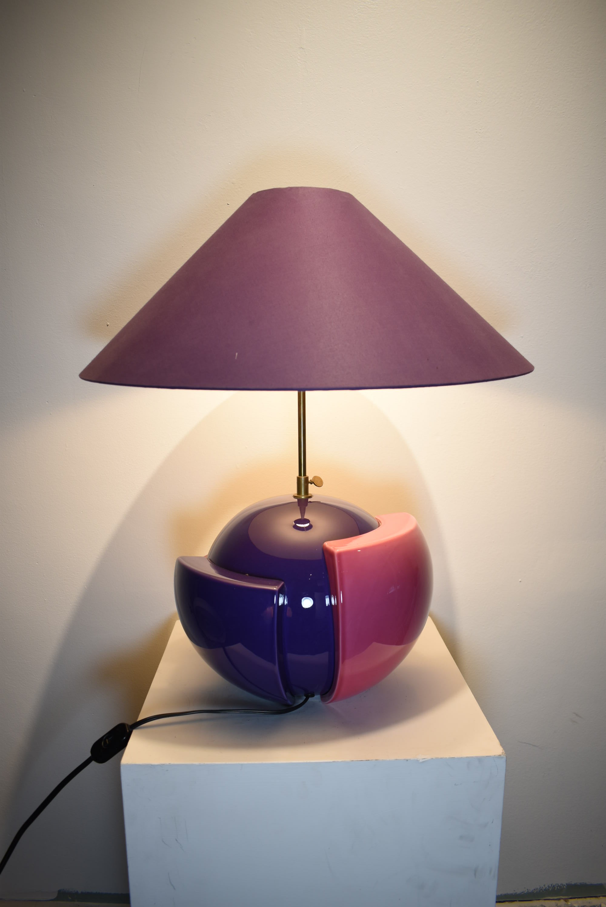 Vintage François Chatain Purple Stacked Stones Table Lamp