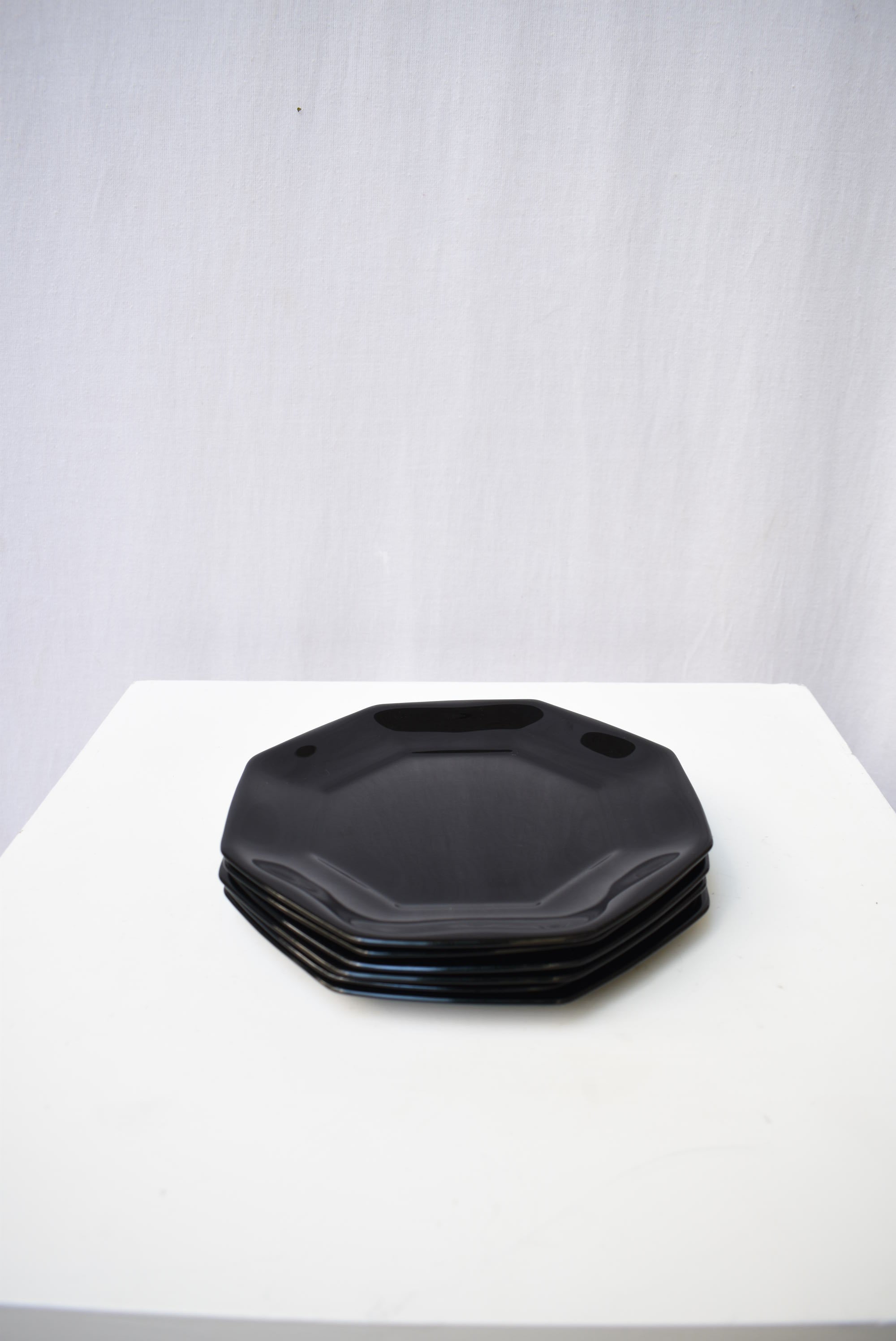 Mid Century Octagonal Black Dinnerware