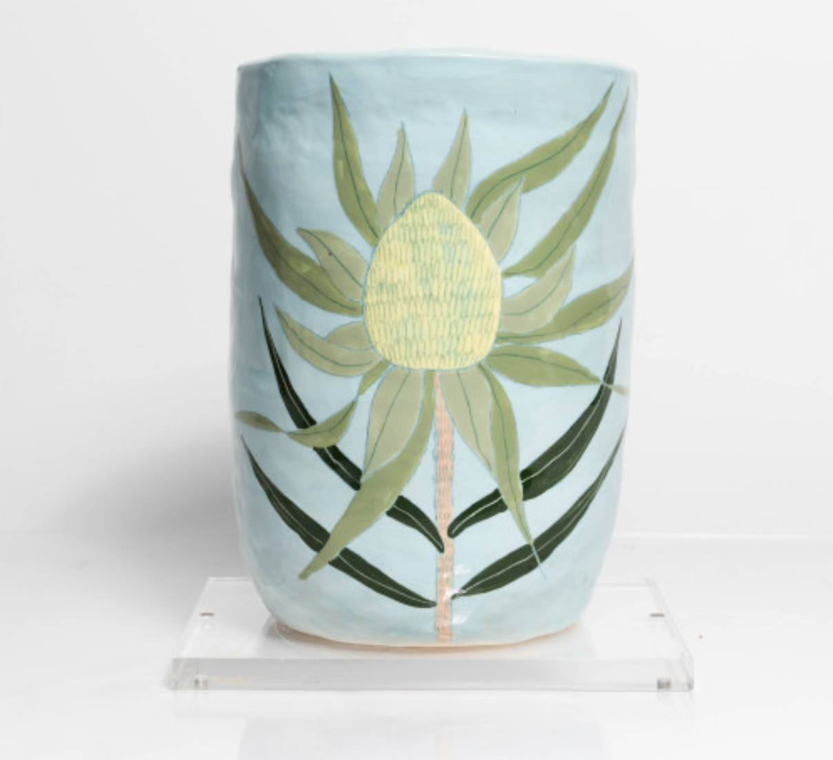 Cone Bush Protea Ceramic Vase