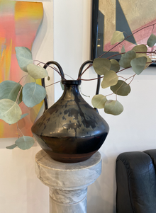  Italian Black Glazed Amphora Vase Late 20th Century